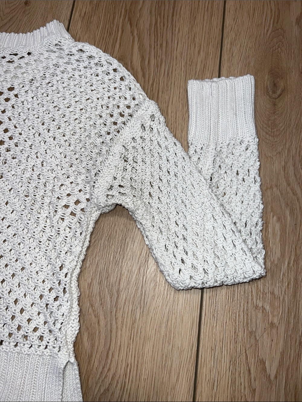 Bluenotes Open-Knit Crochet Ivory Crewneck Sweater - Picture 12 of 15